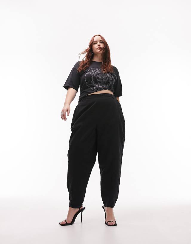 Topshop - curve high waist balloon peg trouser in washed black