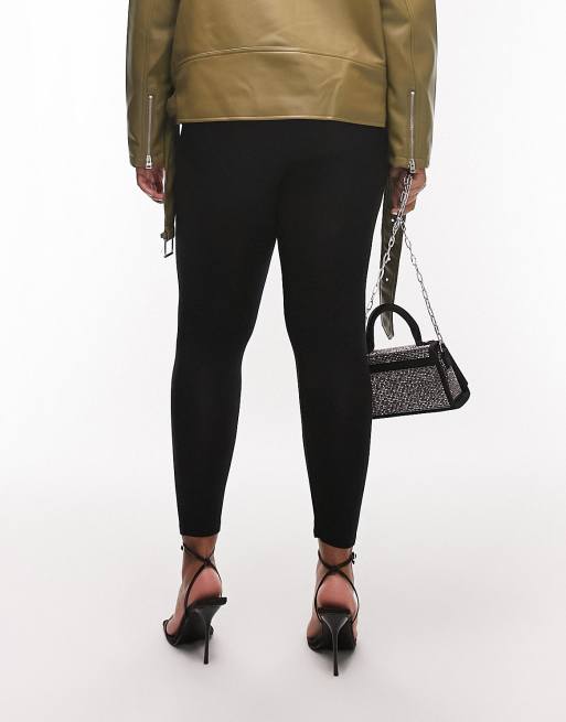 Topshop faux leather croc effect legging in black