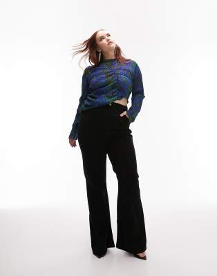 Topshop Curve Oversized Mom Jean In Washed Black In Black