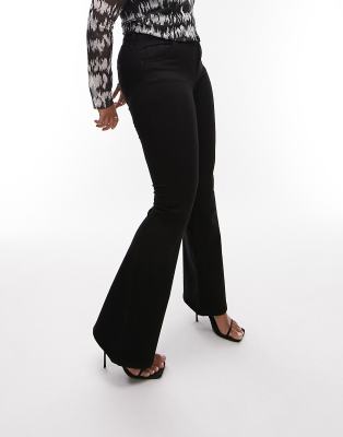 Topshop Curve Jamie flare jeans in black