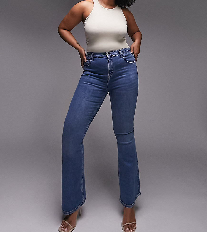 Jeans by Topshop Curve Welcome to the next phase of Topshop Flared fit High rise Belt loops Five pockets