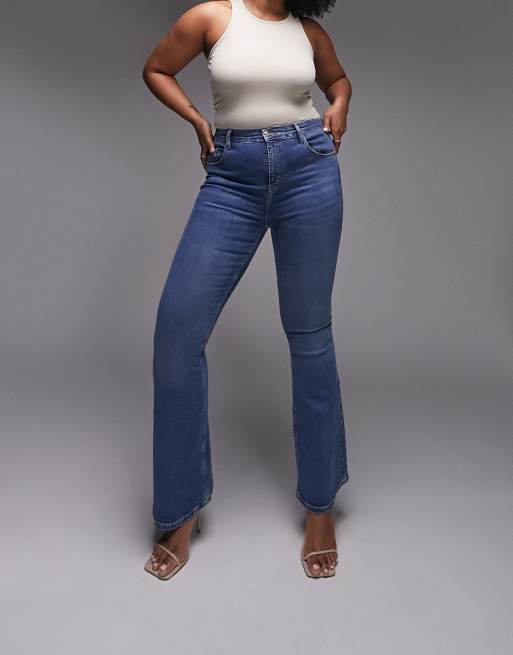 Topshop Curve - Jamie - Jean évasé - Bleu moyen
