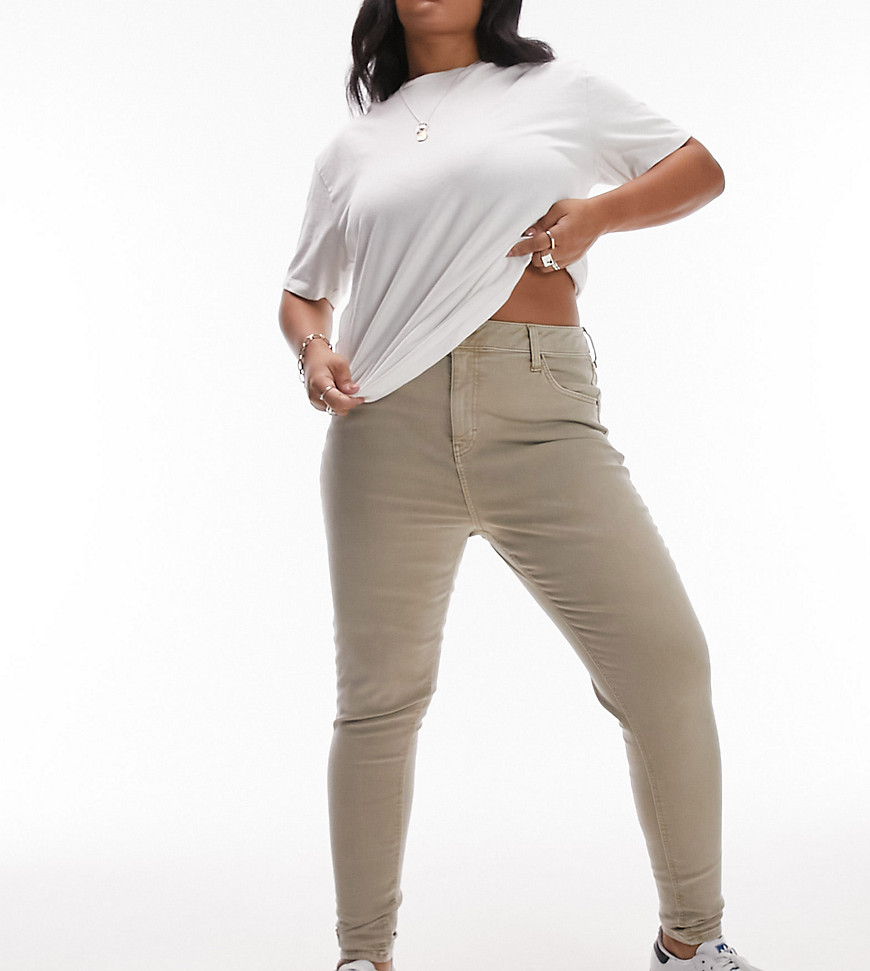 Topshop Curve Jamie Jeans In Sand-neutral