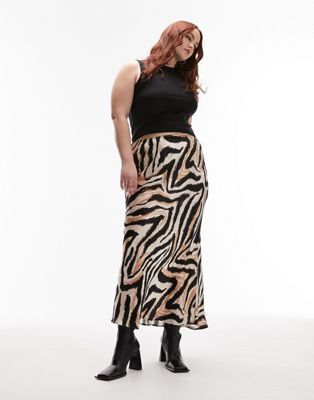 Topshop Curve animal print maxi bias skirt in multi - ASOS Price Checker