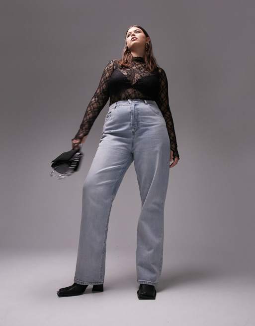 Topshop Curve Kort high rise jean in bleach