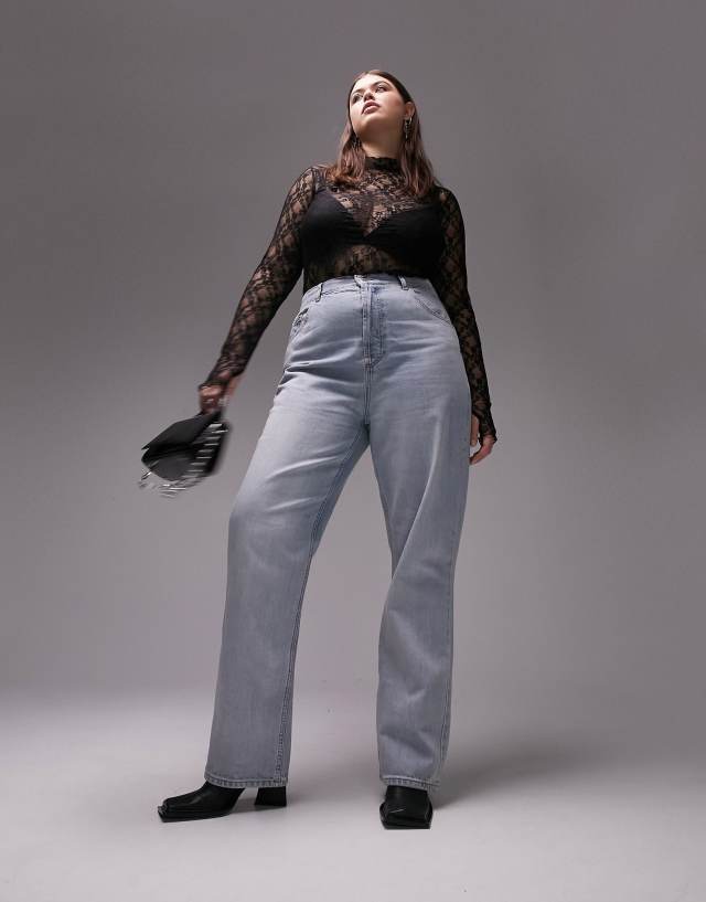 Topshop Curve Kort jeans in bleach