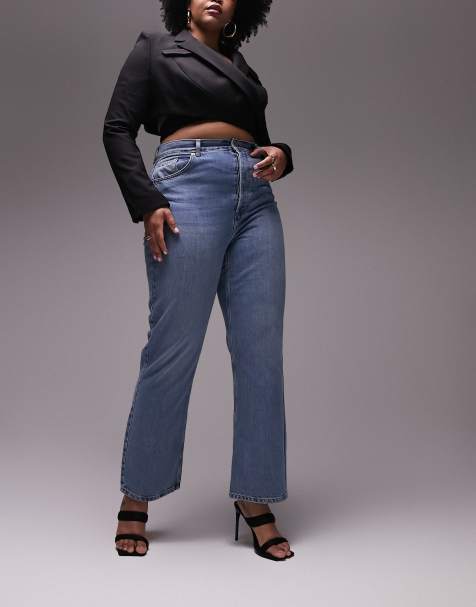 Custom High Waist Straight Baggy Wide Leg Plus Size Mom Jeans for