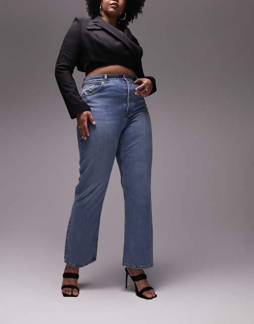 Topshop Petite Kort jeans in mid blue