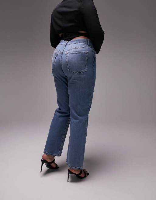 Topshop Curve Kort jeans in mid blue