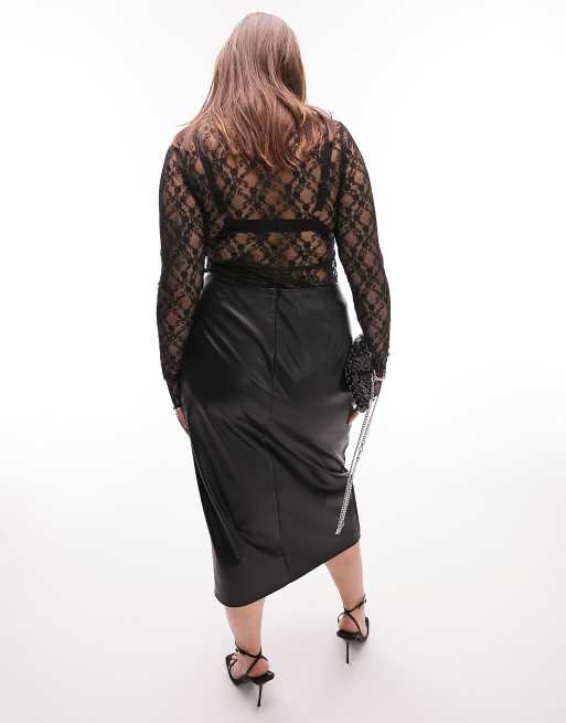 Black lace hotsell leather skirt