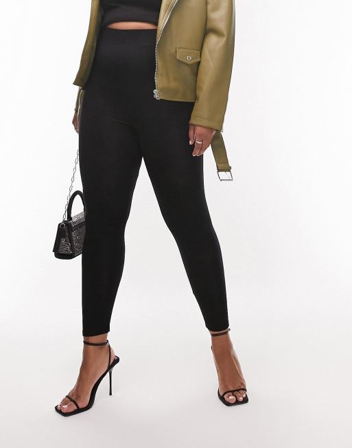 Topshop Curve – Leggings in Schwarz mit hohem Bund
