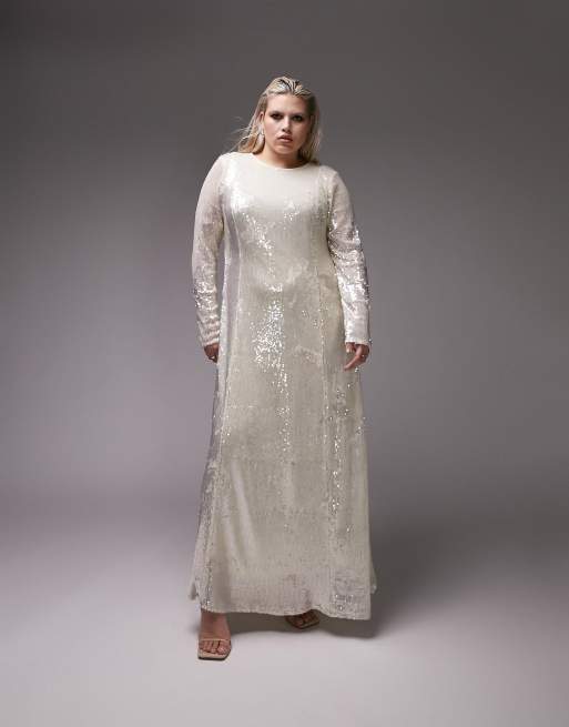 Ivory shop sequin gown