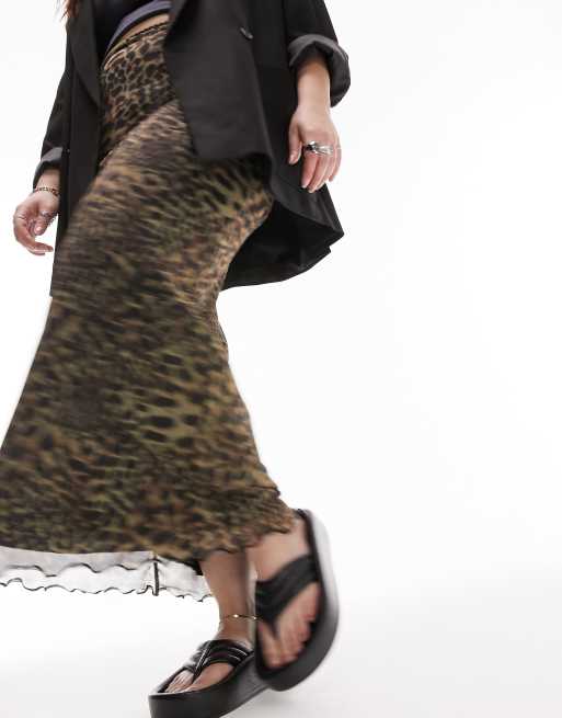 Leopard maxi skirt clearance topshop