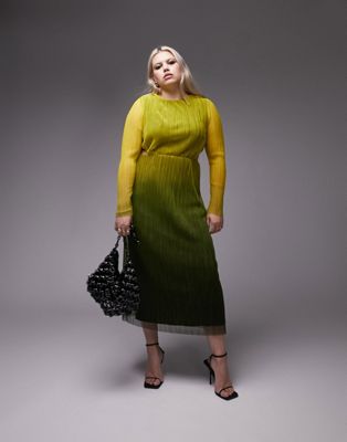 Topshop Curve ombre cut out long sleeve midi dress in multi