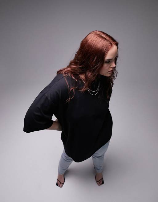 Topshop Curve - Oversized T-shirt i sort