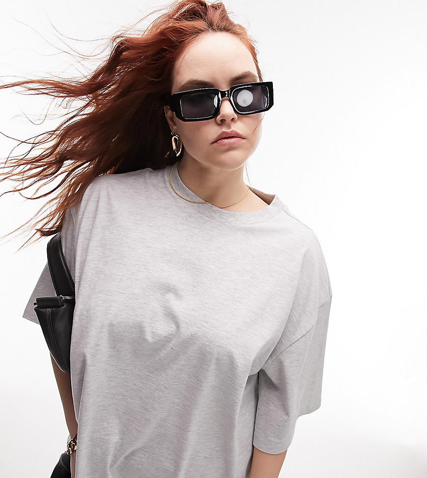 Topshop Curve oversized tee in heather gray