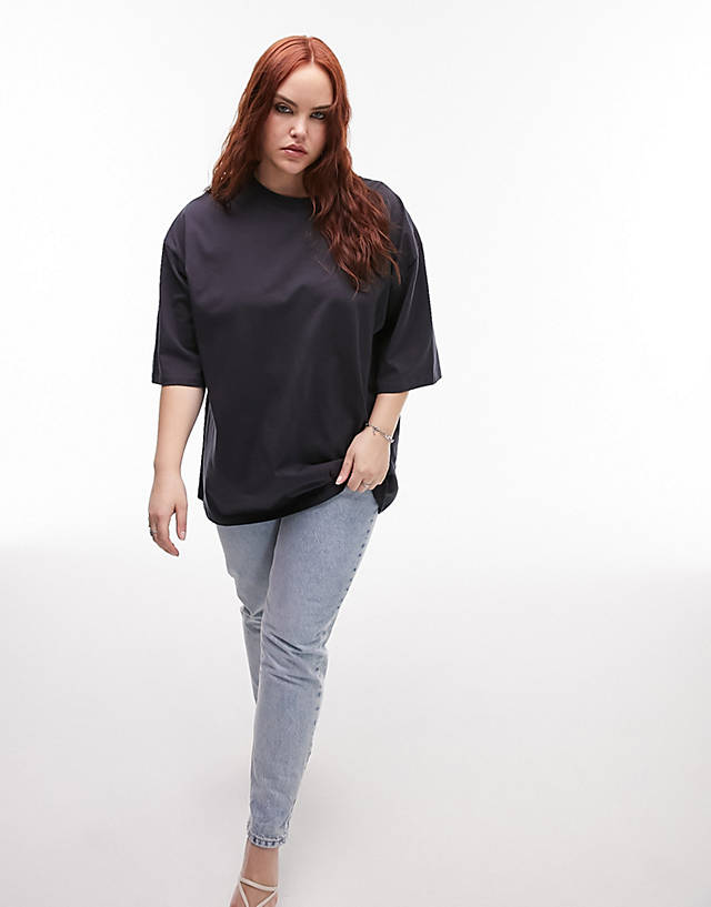 Topshop Curve - oversized tee in slate