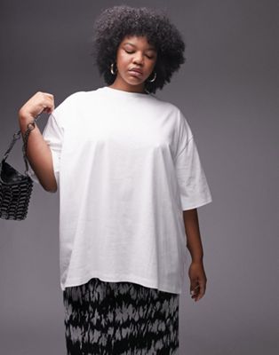 Topshop Curve oversized tee in white
