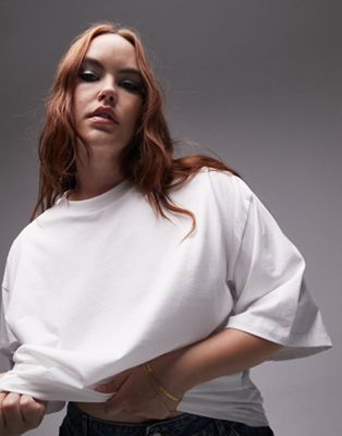 Topshop Curve Oversized Tee In White