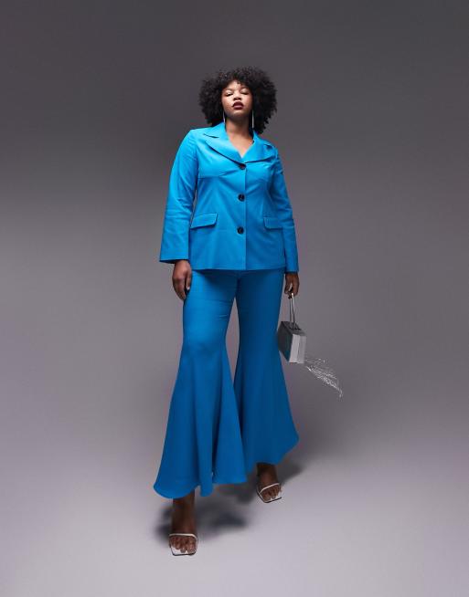 Topshop Curve Premium Limited Edition flared pants in blue