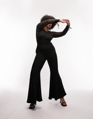 Topshop Curve Premium Limited Edition flared pants in black - ASOS Price Checker