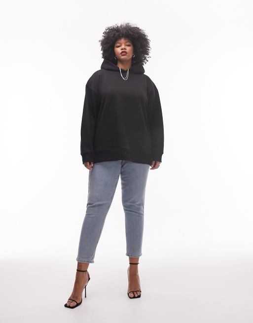 Topshop - Curve - Premium - Oversized hoodie in zwart, 3 van 4