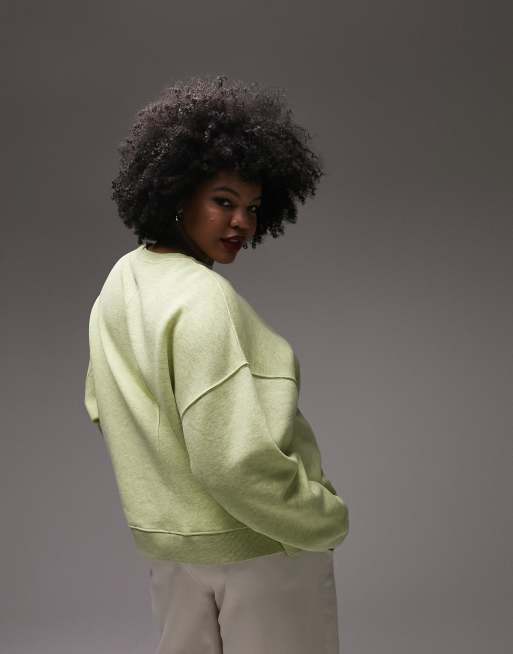 トップショップ Topshop Curve premium seam detail sweat in lime