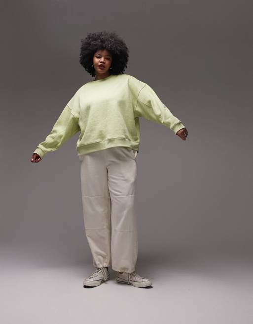 トップショップ Topshop Curve premium seam detail sweat in lime