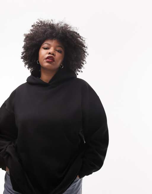 Topshop Curve – Premium – Svart huvtröja i oversize