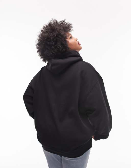 Topshop Curve - Premium - Sweat à capuche oversize - Noir, 2 de 4