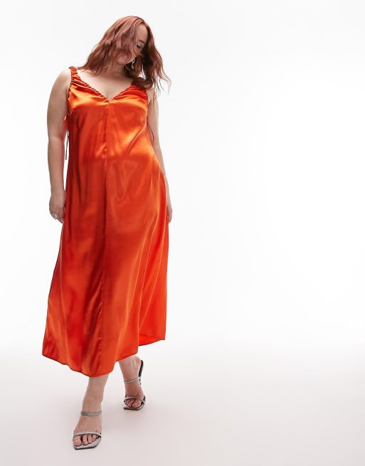 Topshop orange shop satin dress