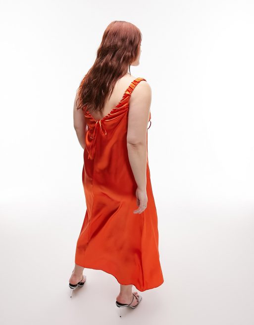 Topshop red shop satin dress