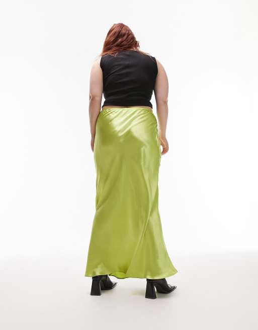 topshop green maxi skirt