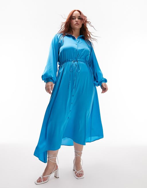 Topshop blue satin outlet dress