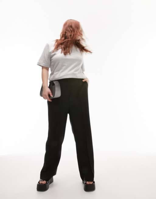 Topshop Curve tailored pinseam pants in black