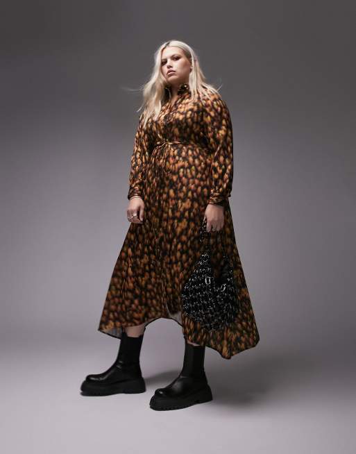 Topshop animal print midi shirt outlet dress