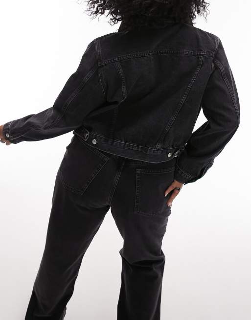 Topshop Curve - Tilda - Veste en jean - Noir délavé, 4 de 4