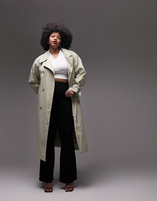 Topshop Curve ultimate trench coat in stone