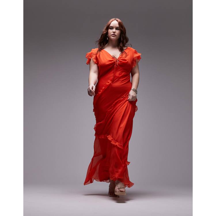 topshop red maxi dress