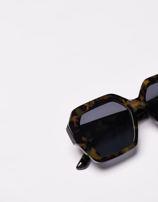 Topshop curved square sunglasses in tort, 3 of 4