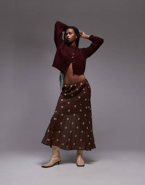 Topshop – Cut About – Brun, prickig skjorta i chiffong - view 1