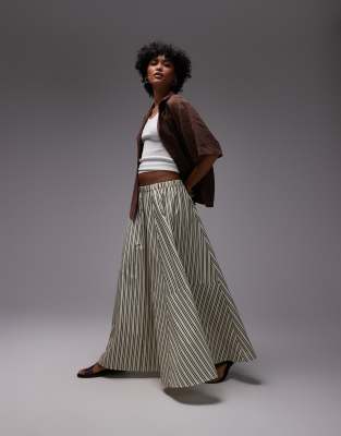 cut about maxi skirt in buttermilk stripes-Multi
