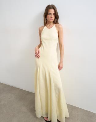 Topshop cut away racer neck full skirt maxi dress in buttermilk buttermilk 20990₽