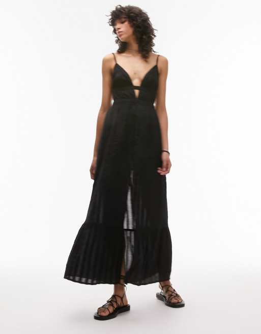 Topshop cut out maxi beach dress in black