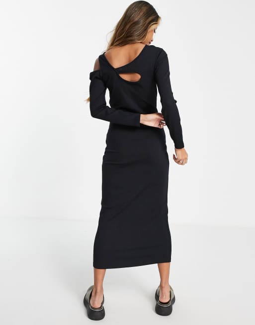 Topshop cut out midi dress in black | ASOS