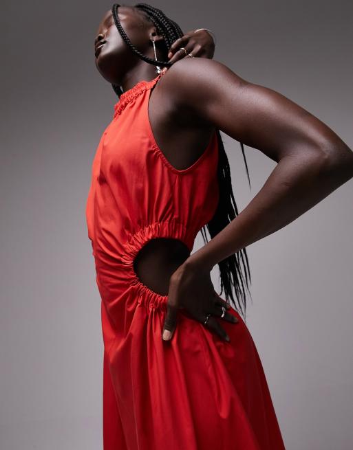 knee length dresses for ladies Women's Emery Poplin Midi Dress | Coral main image 1