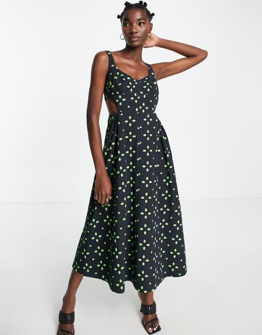 Green polka deals dot dress topshop