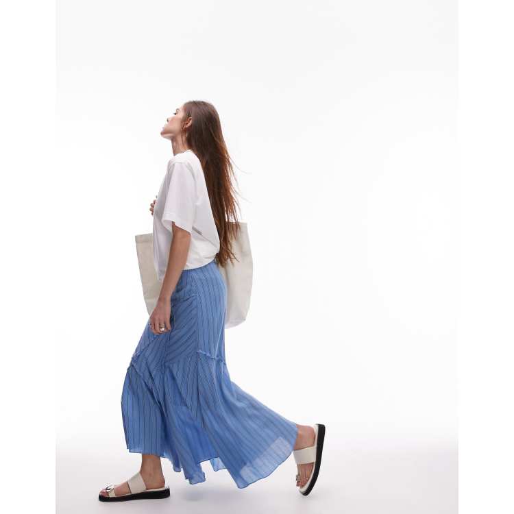 Topshop cutabout laundered skirt in blue stripe ASOS