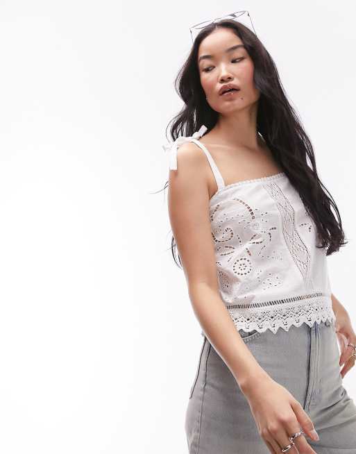Topshop cutwork cami in white 