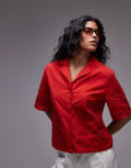 [Topshop] Topshop cutwork crop shirt in red (part of a set) 18 RED